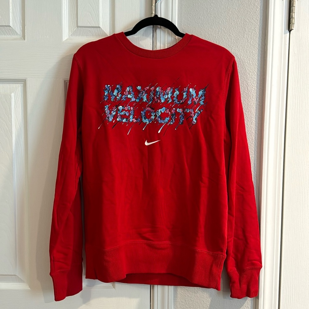 Nike “Maximum Velocity” red crew neck sweater Size Medium
